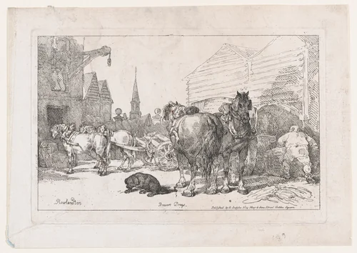 Brewers Drays, from The Rhedarium, or, A New Book of Horses and Carriages by Thomas Rowlandson, print, 1784