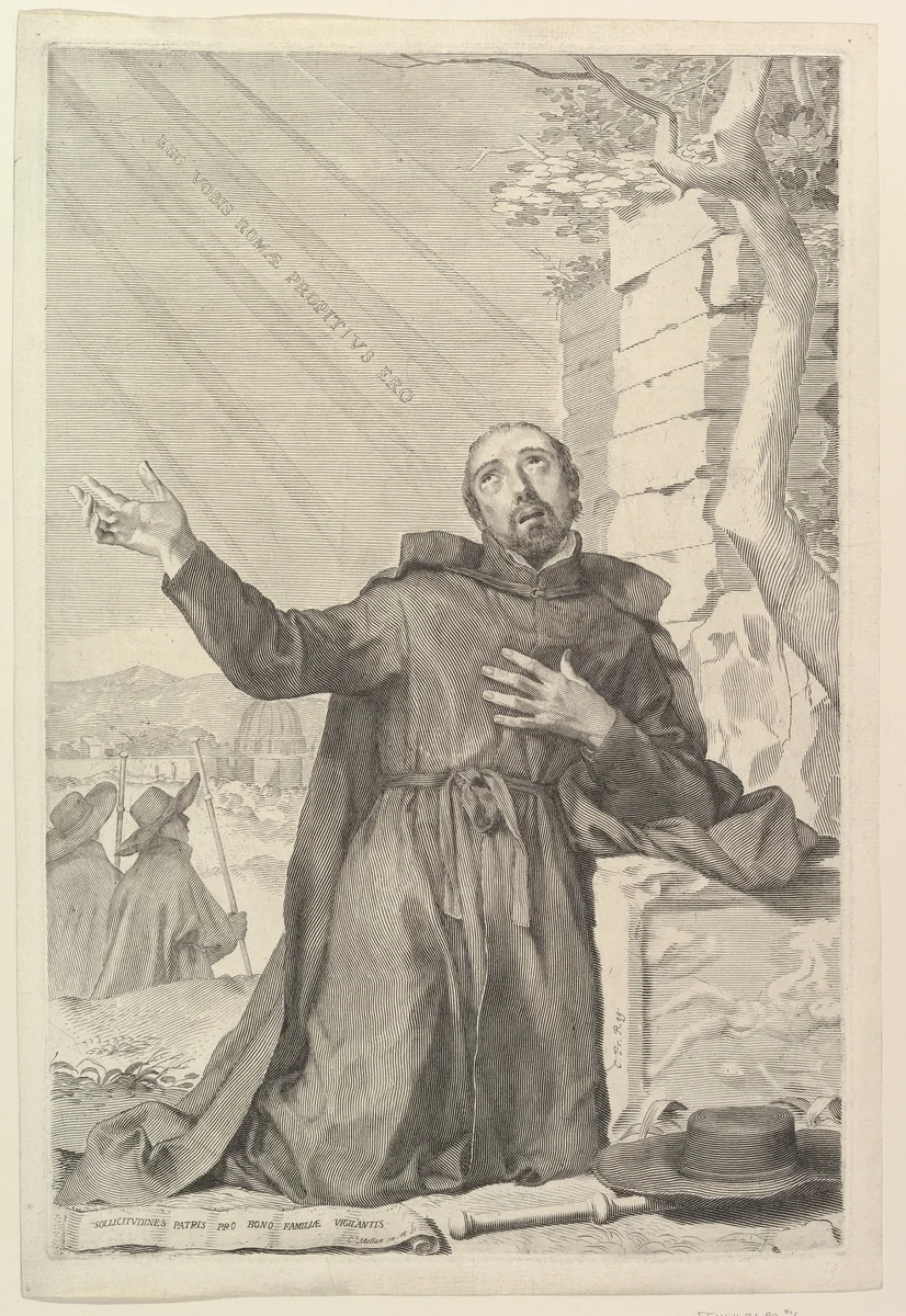 St. Ignatius in Ecstasy by Claude Mellan, print, 1600-1688