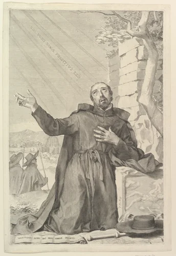 St. Ignatius in Ecstasy by Claude Mellan, print, 1600-1688