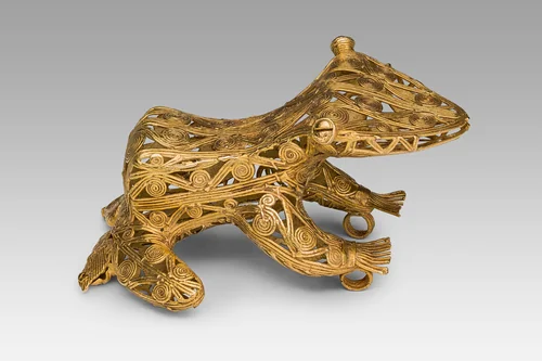 Filagree Pendant in the Form of a Frog or Toad by Coclé Venado Beach, metalwork, 500-1000