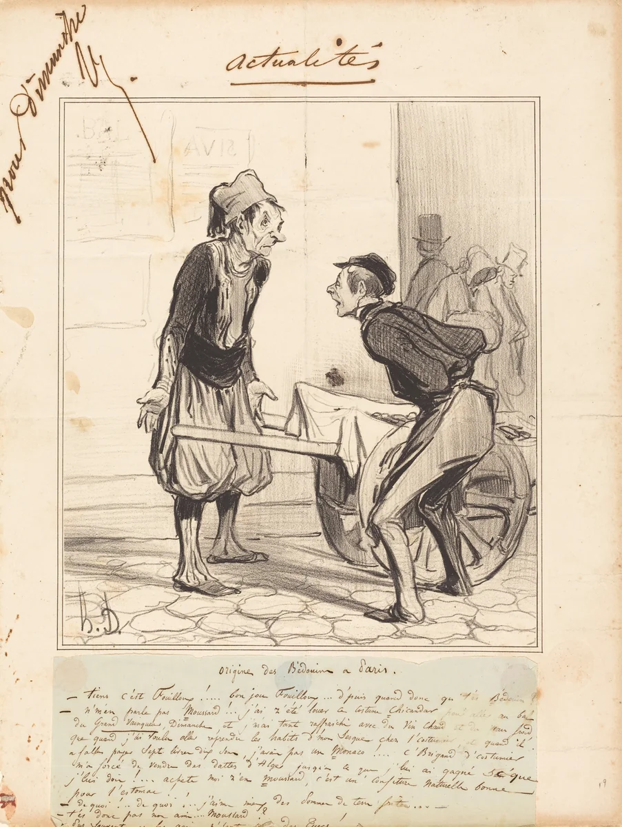Origine des Bédoins a Paris by Honoré Daumier, print, 1841