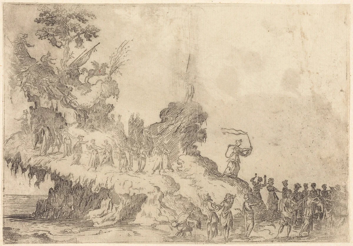 The Float of Mount Parnassus by Jacques Callot, print, 1616-1699