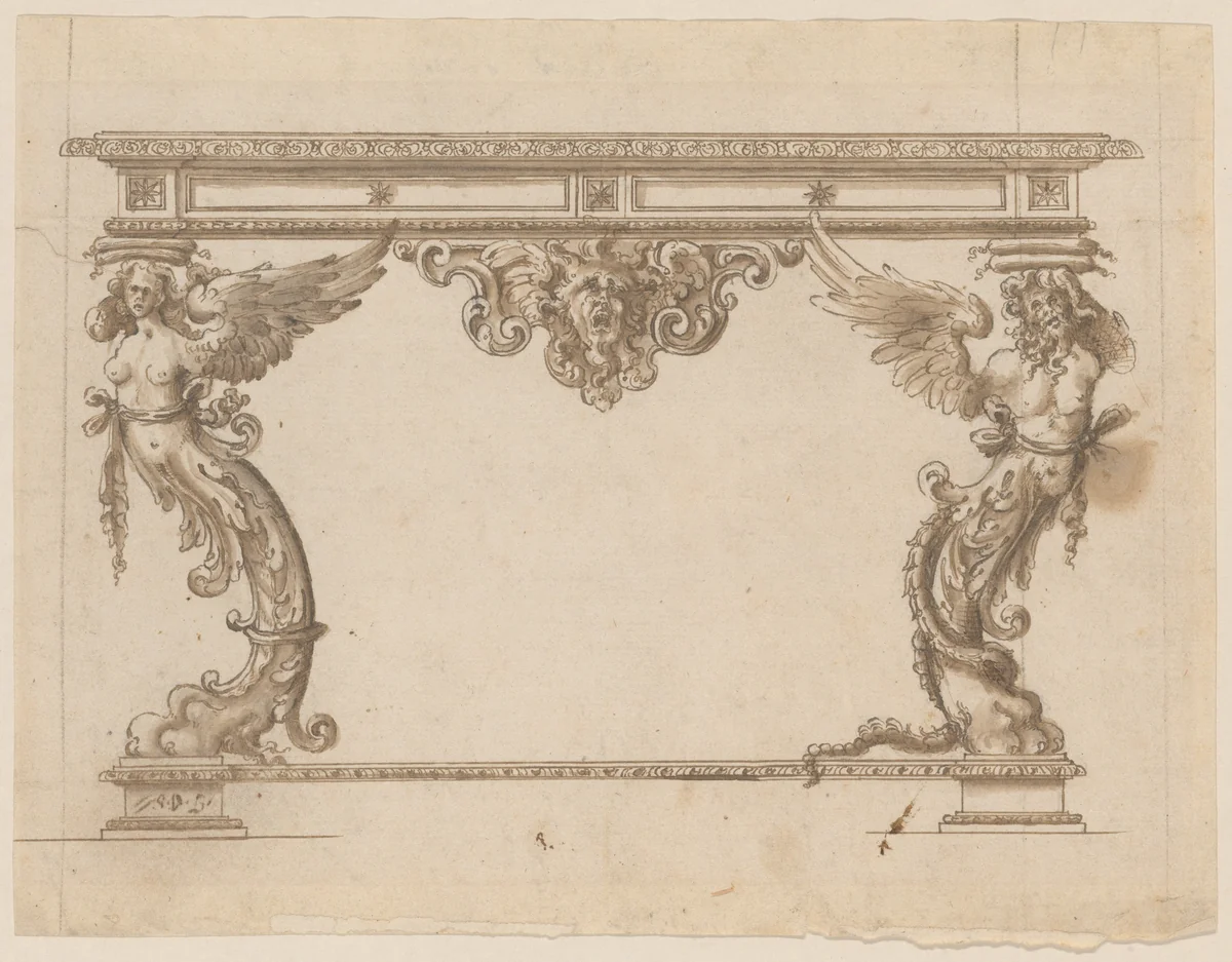 Design for a pier table by anonymous, drawing, 1695-1705