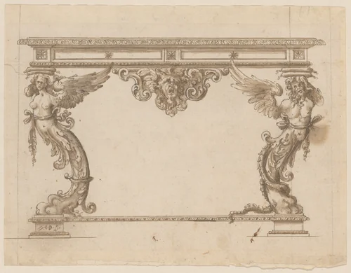 Design for a pier table by anonymous, drawing, 1695-1705
