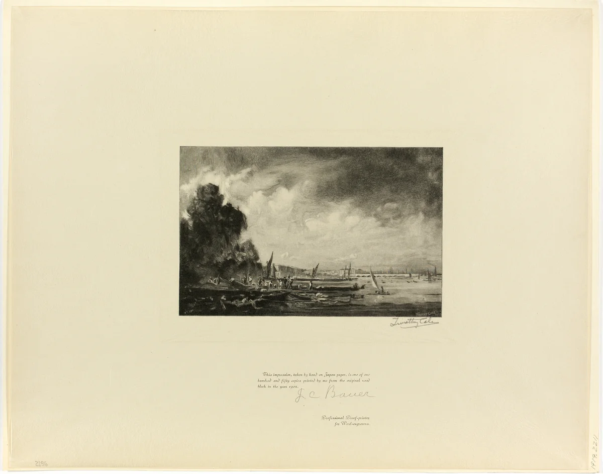 Waterloo Bridge (a sketch), from Old English Masters by Timothy Cole, print, 1900