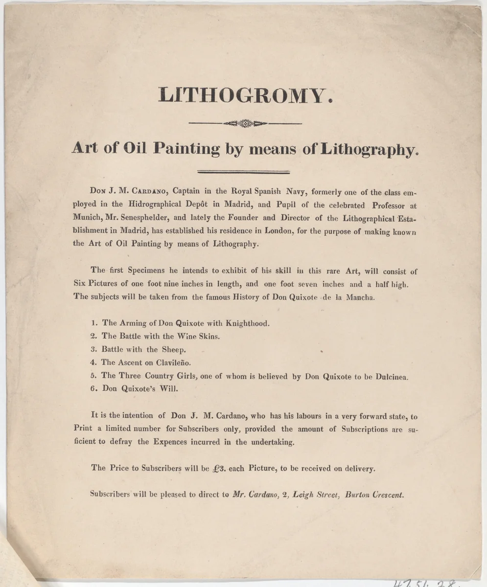 Trade Card for José Maria Cardano, Lithographer by anonymous, print, 1800-1900