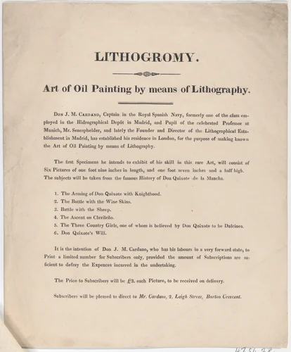 Trade Card for José Maria Cardano, Lithographer by anonymous, print, 1800-1900