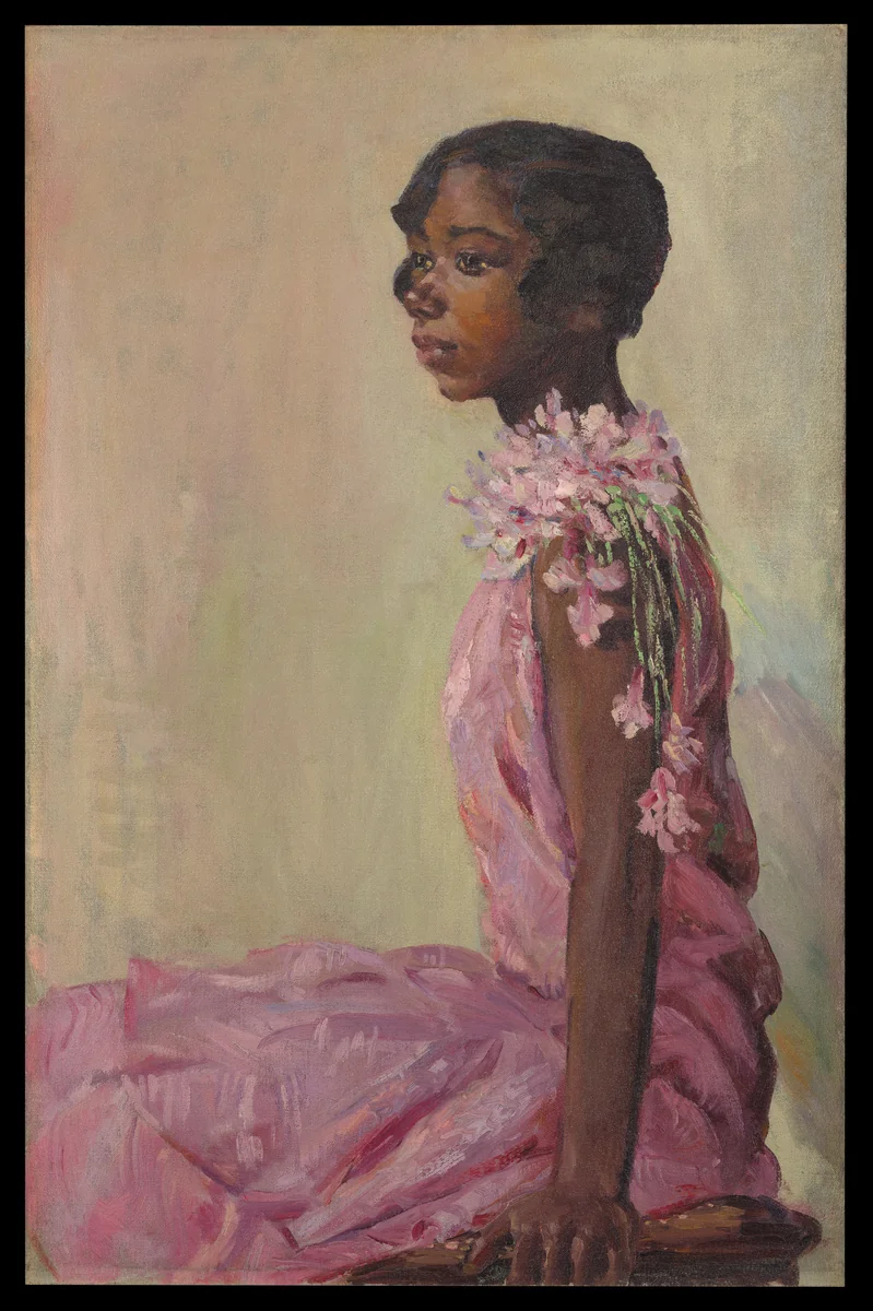 Girl in Pink Dress by Laura Wheeler Waring, painting, 1922-1932