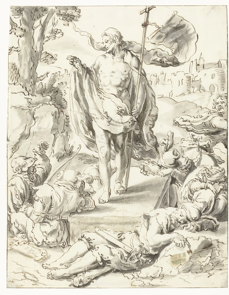 Opstanding van Christus by anonymous, drawing, 1530-1580