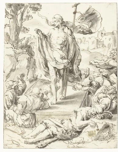 Opstanding van Christus by anonymous, drawing, 1530-1580