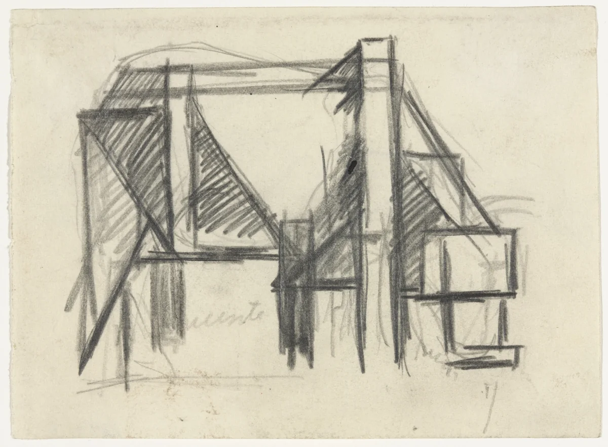 Study for Composition VIII (The Cow) by Theo van Doesburg, drawing, 1917