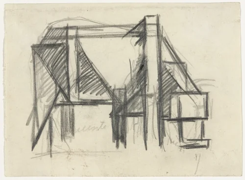Study for Composition VIII (The Cow) by Theo van Doesburg, drawing, 1917