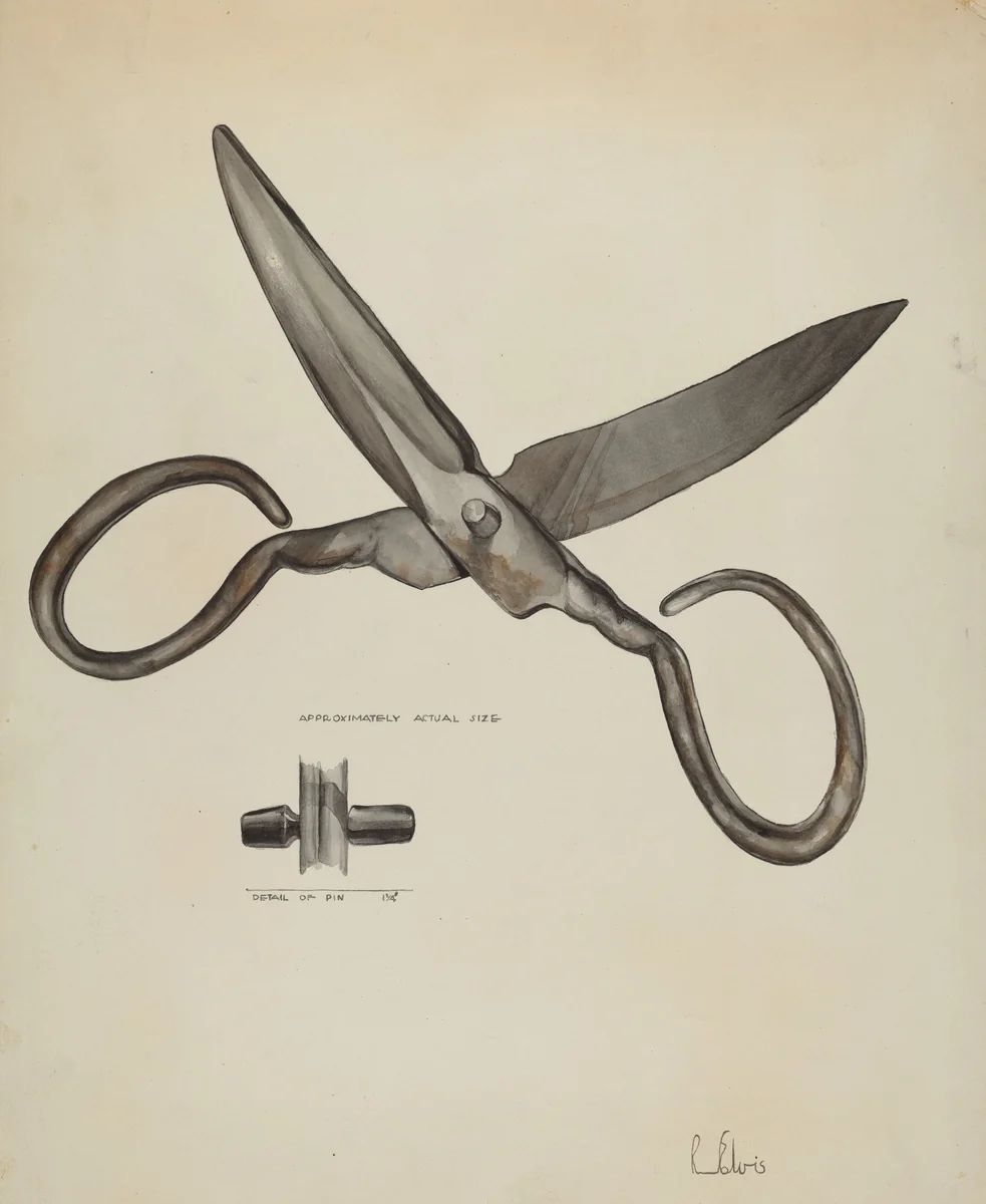 Scissors by Roberta Elvis, index of american design, 1936