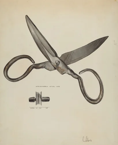 Scissors by Roberta Elvis, index of american design, 1936