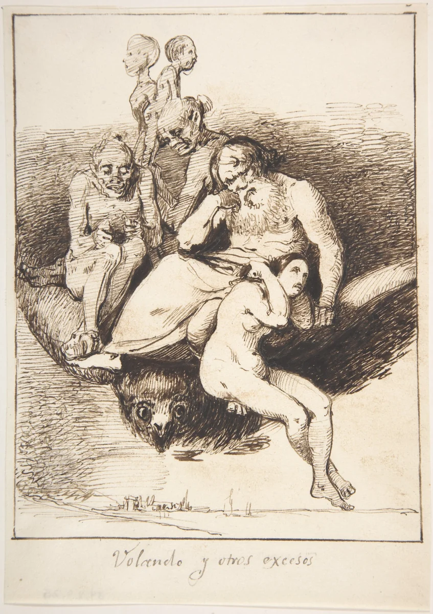 Flying and Other Excesses (Volando y otros excesos) by Leonardo Alenza, drawing, 1807-1845