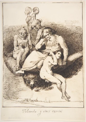 Flying and Other Excesses (Volando y otros excesos) by Leonardo Alenza, drawing, 1807-1845