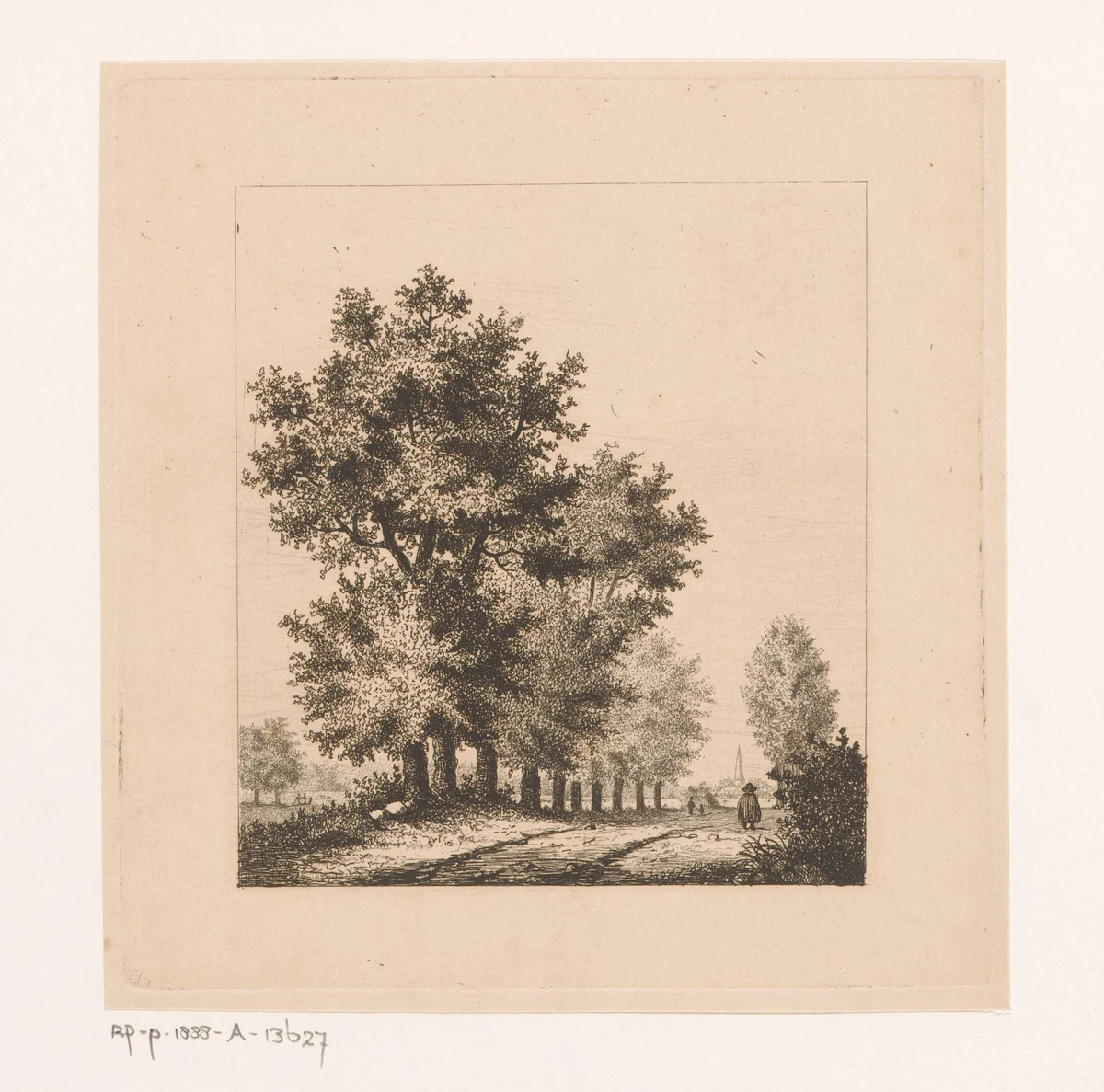 Laan in de polder bij Merksem by Jean Théodore Joseph Linnig, print, 1841