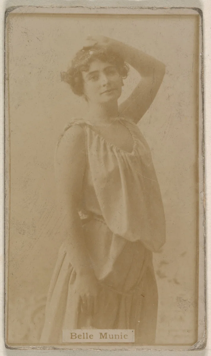 Belle Munie, from the Actresses series (N245) issued by Kinney Brothers to promote Sweet Caporal Cigarettes by Kinney Brothers Tobacco Company, photograph, 1890