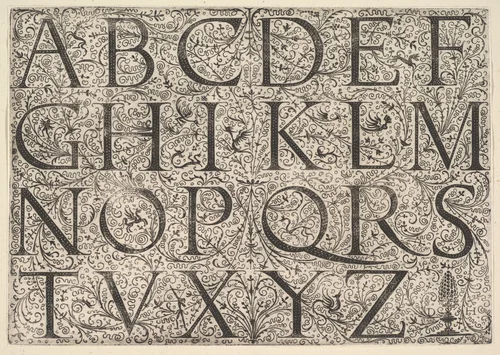 Roman Majuscule Alphabet by Daniel Hopfer, print, 1515-1525