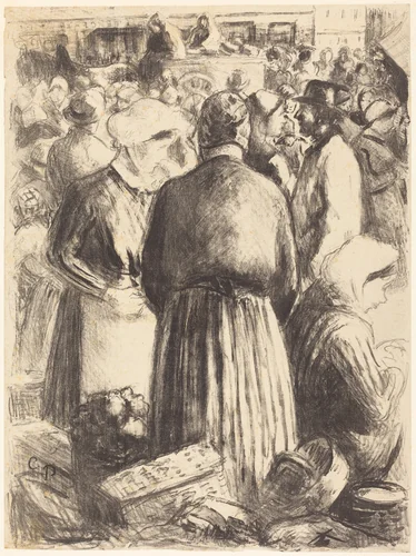 Market at Pontoise (Marché a Pontoise) by Camille Pissarro, print, 1895