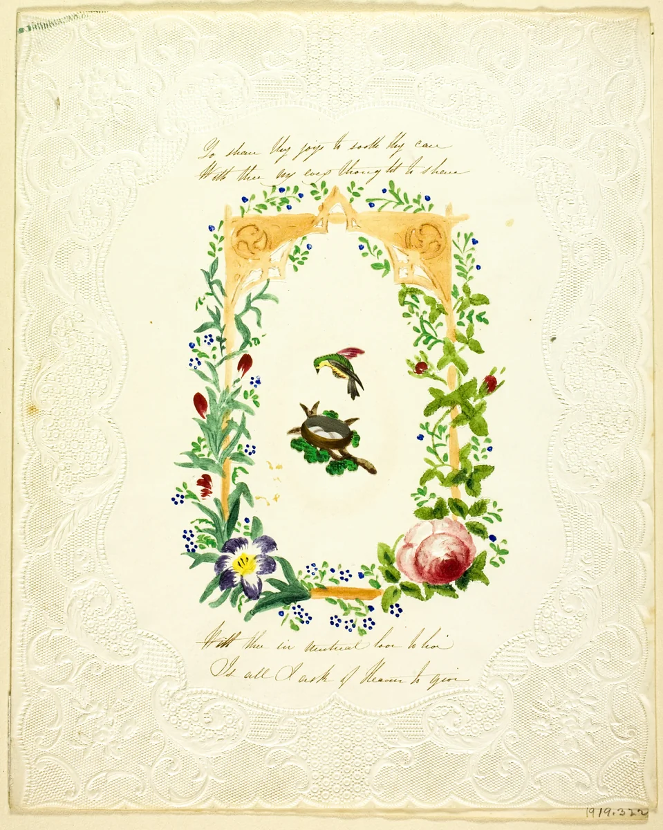 You Share Thy Joys to Soothe Thy Care (valentine) by Unknown Artist, other, 1835-1845