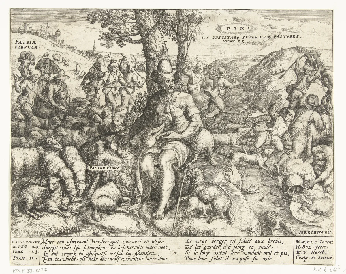 De getrouwe herder by Unknown, print, 1577-1581