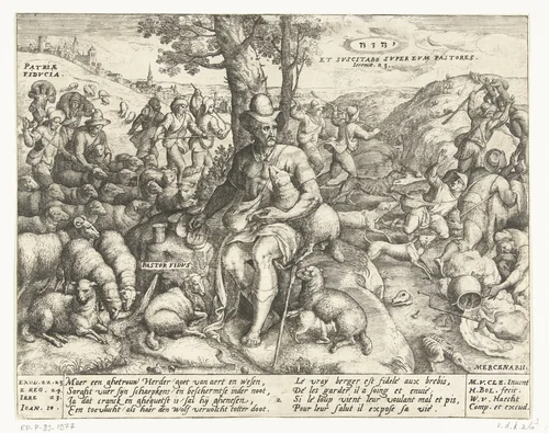 De getrouwe herder by Unknown, print, 1577-1581