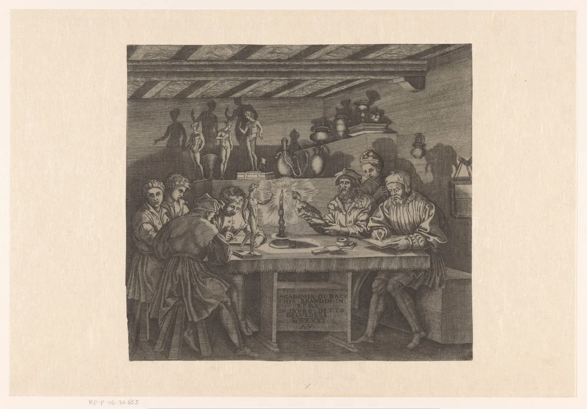 Academie van beeldhouwer Baccio Bandinelli by Unknown, print, 1531