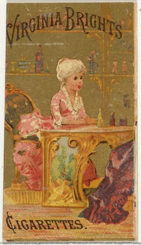 From the Girls and Children series (N64) promoting Virginia Brights Cigarettes for Allen & Ginter brand tobacco products by Allen & Ginter, print, 1886