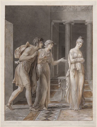 The Meeting of Orestes and Hermione by Anne-Louis Girodet, drawing, 1795-1805