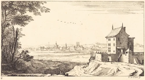 Landscape with City in Distance by Sébastien Le Clerc, print, 1673