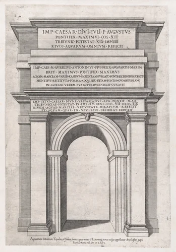 Front view of St. Lawrence Gateway, Rome, from "Speculum Romanae Magnificentiae" by anonymous, print, 1566