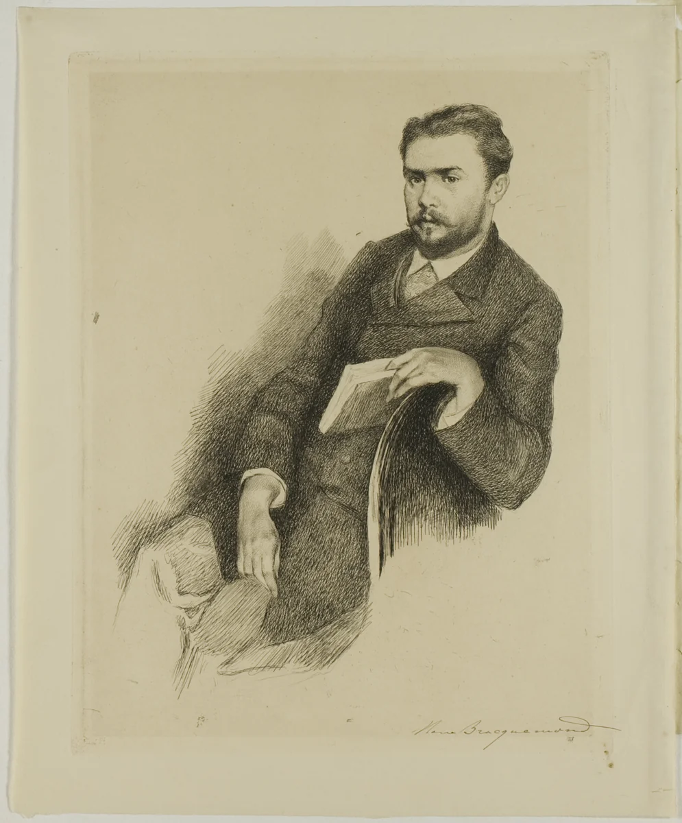 Portrait of the Critic Gustave Geffroy by Marie Bracquemond, print, 1860-1890