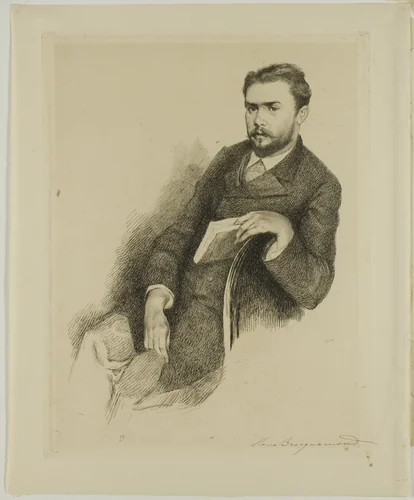 Portrait of the Critic Gustave Geffroy by Marie Bracquemond, print, 1860-1890