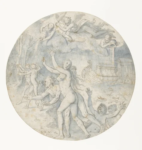 De Zondvloed by Lambert van Noort, drawing, 1557