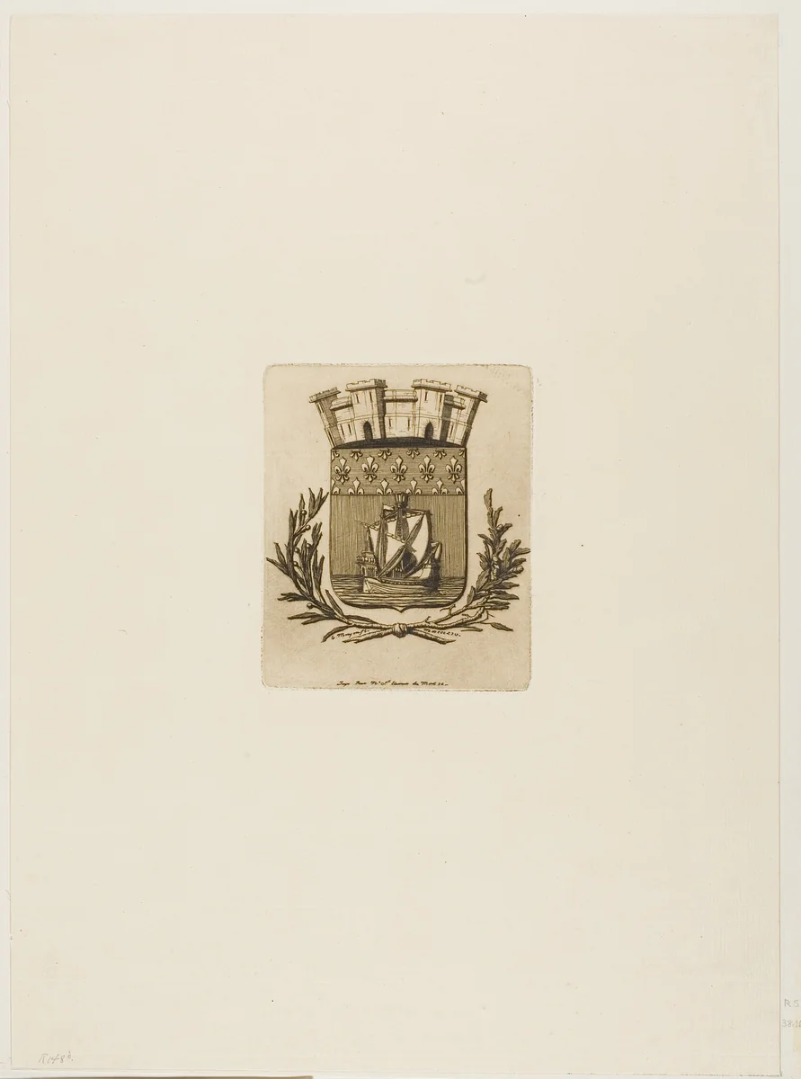 Arms Symbolical of the City of Paris by Charles Meryon, print, 1854