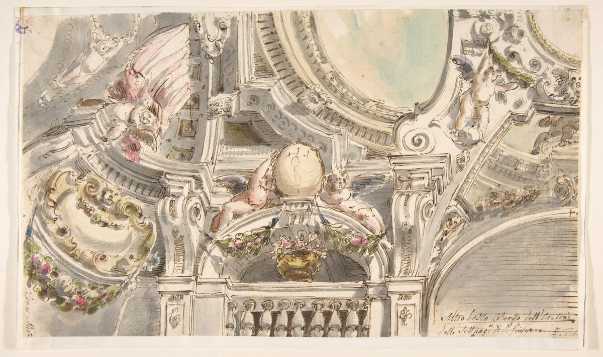 Design for a Ceiling by Faustino Trebbi, drawing, 1761-1836