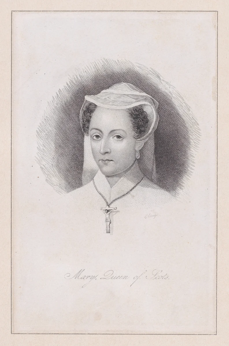 Mary, Queen of Scots (from "Queenly Women, Crowned and Uncrowned," plate VII) by Eldridge, print, 1840