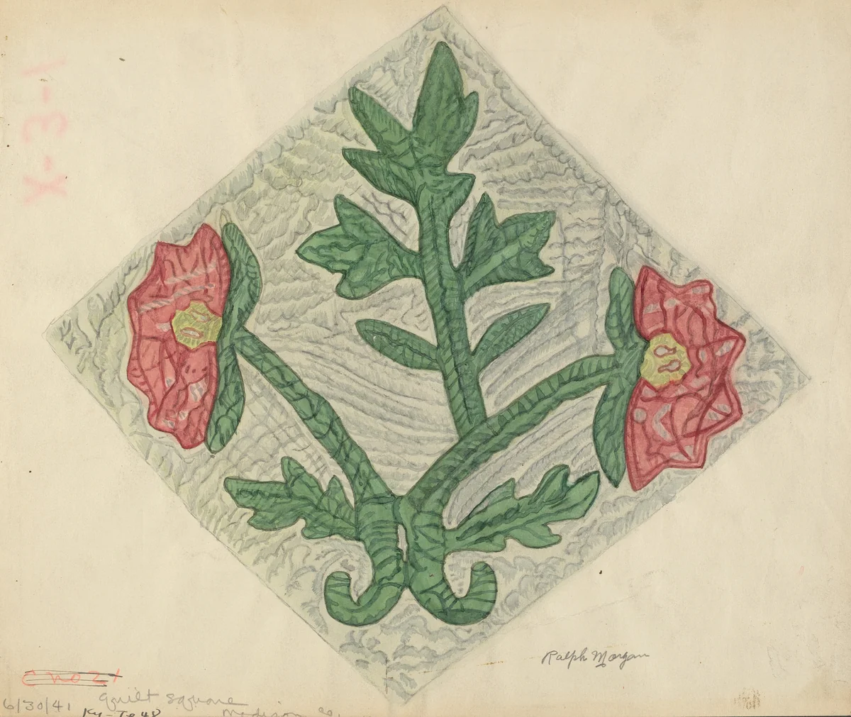 Quilt Pattern by Ralph N. Morgan, index of american design, 1935-1942