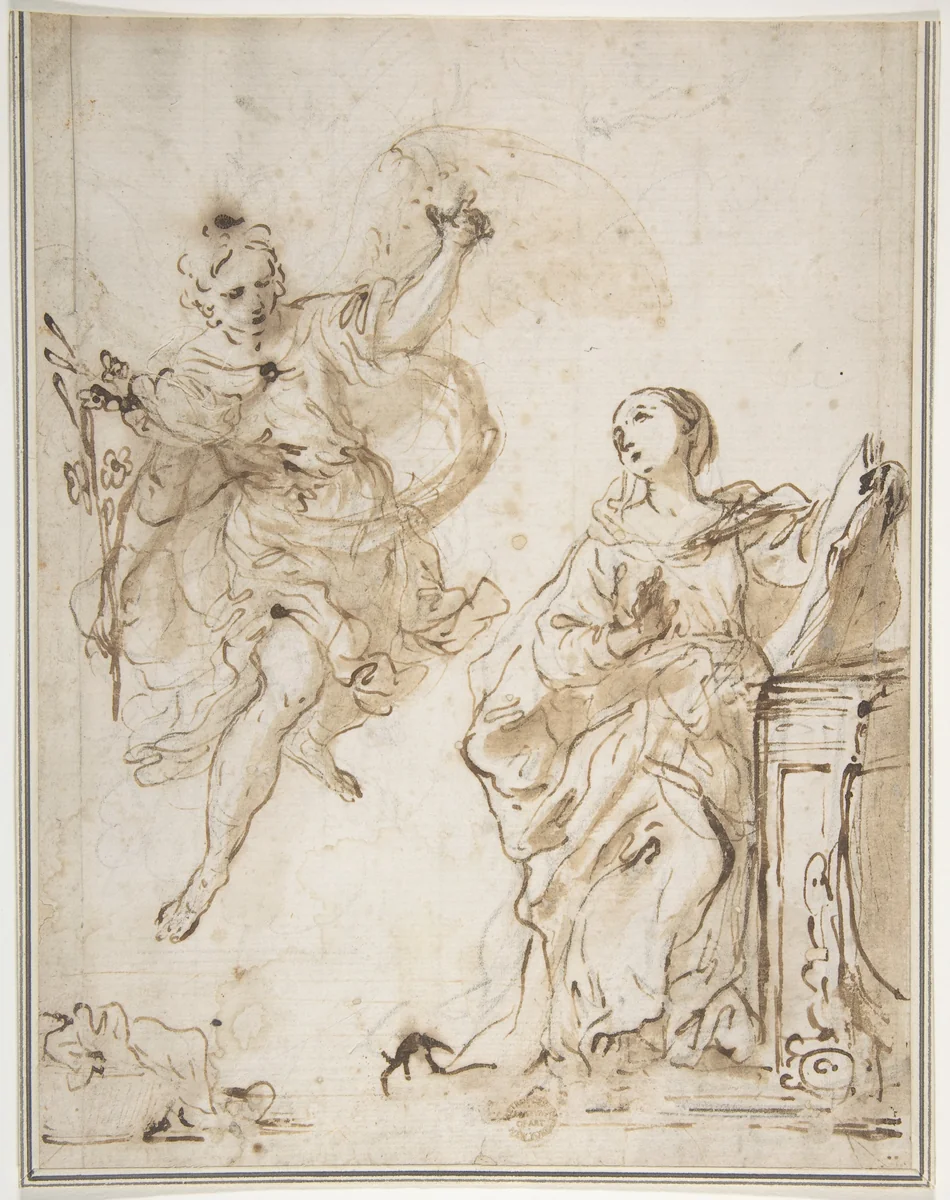 The Annunciation by Antonio Gionima, drawing, 1726-1736