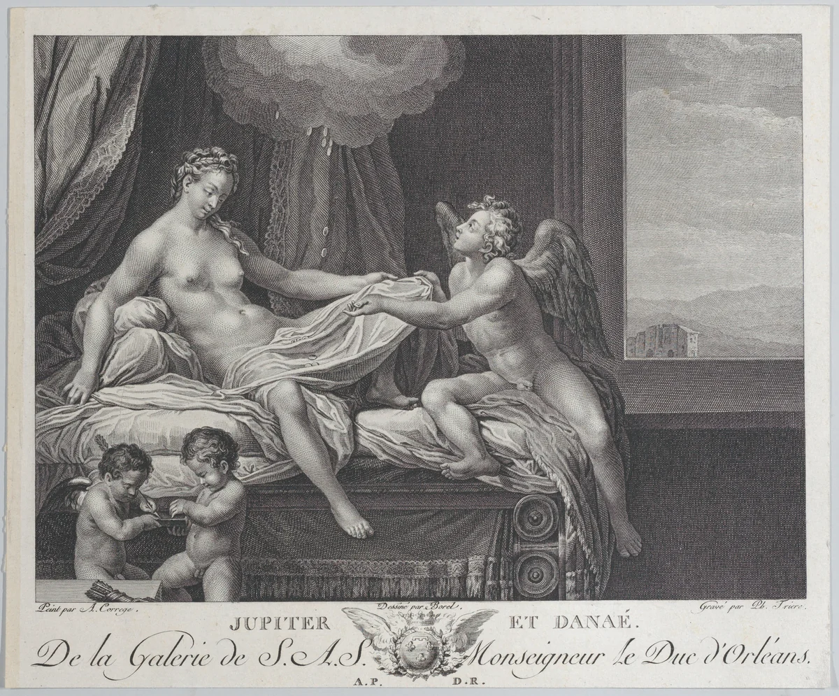 Jupiter and Danae by Philippe Trière, print, 1781-1791