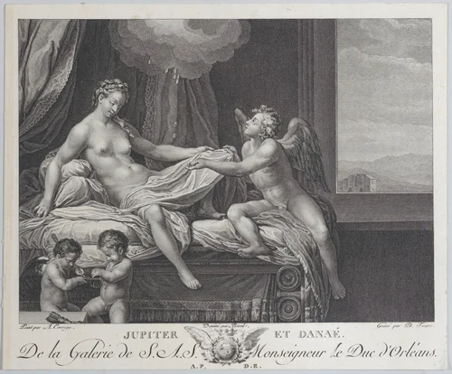 Jupiter and Danae by Philippe Trière, print, 1781-1791