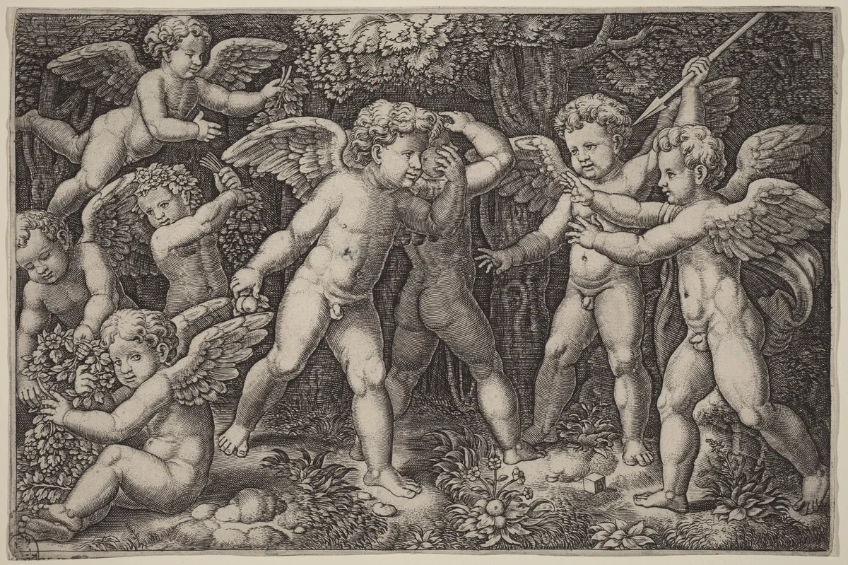 Putti Playing by Raphael, print, 1452-1592