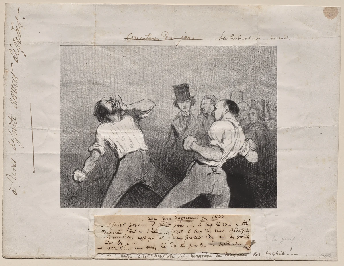Lesson in Understanding in 1843 by Honoré Daumier, print, 1843