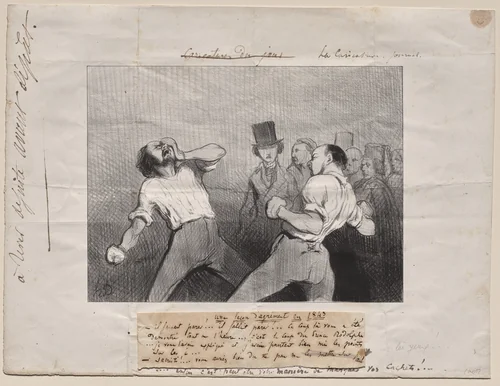 Lesson in Understanding in 1843 by Honoré Daumier, print, 1843
