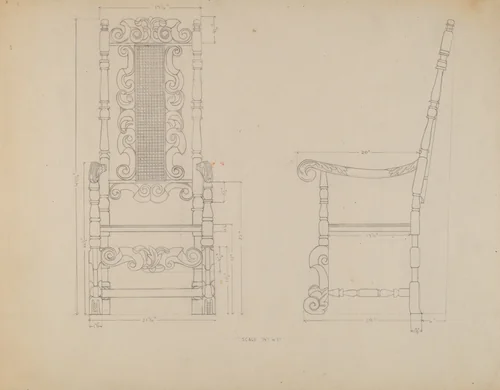 Drawing of a Chair by American 20th Century, index of american design, 1935-1942