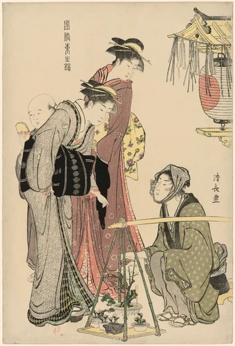 Buying Potted Plants, from the series "A Brocade of Eastern Manners (Fuzoku Azuma no nishiki)" by Torii Kiyonaga (鳥居清長), print, 1778-1789