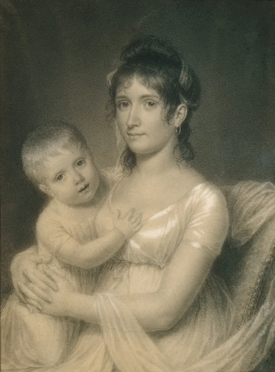 Mrs. Daniel Strobel, Jr. (Anna Church Strobel) and Her Son, George by John Vanderlyn, artwork, 1795-1805