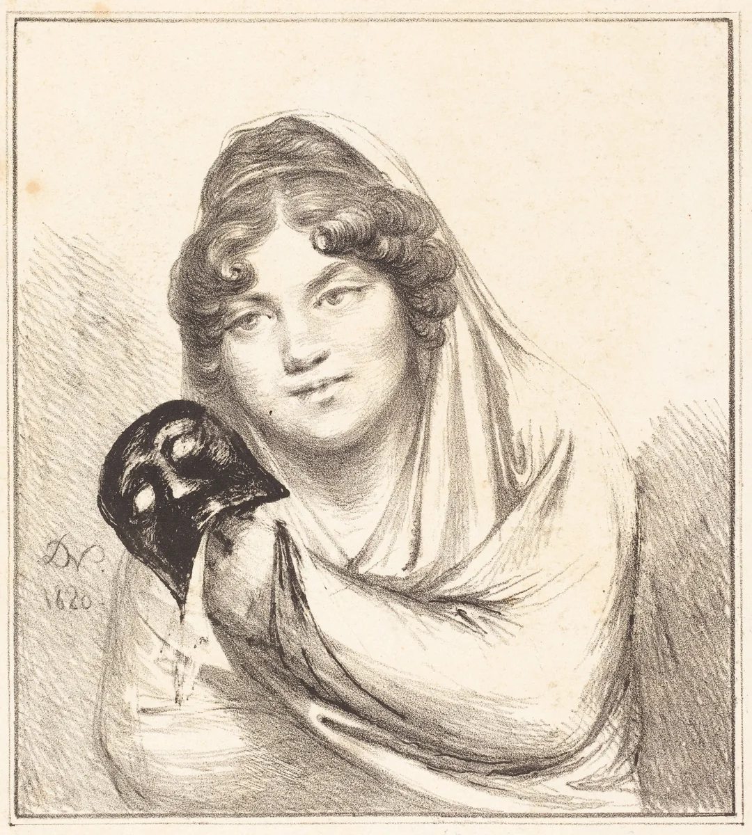 Girl with a Mask by Vivant Denon, print, 1820