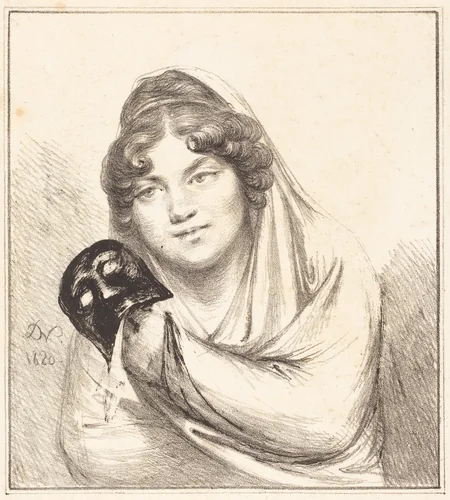 Girl with a Mask by Vivant Denon, print, 1820